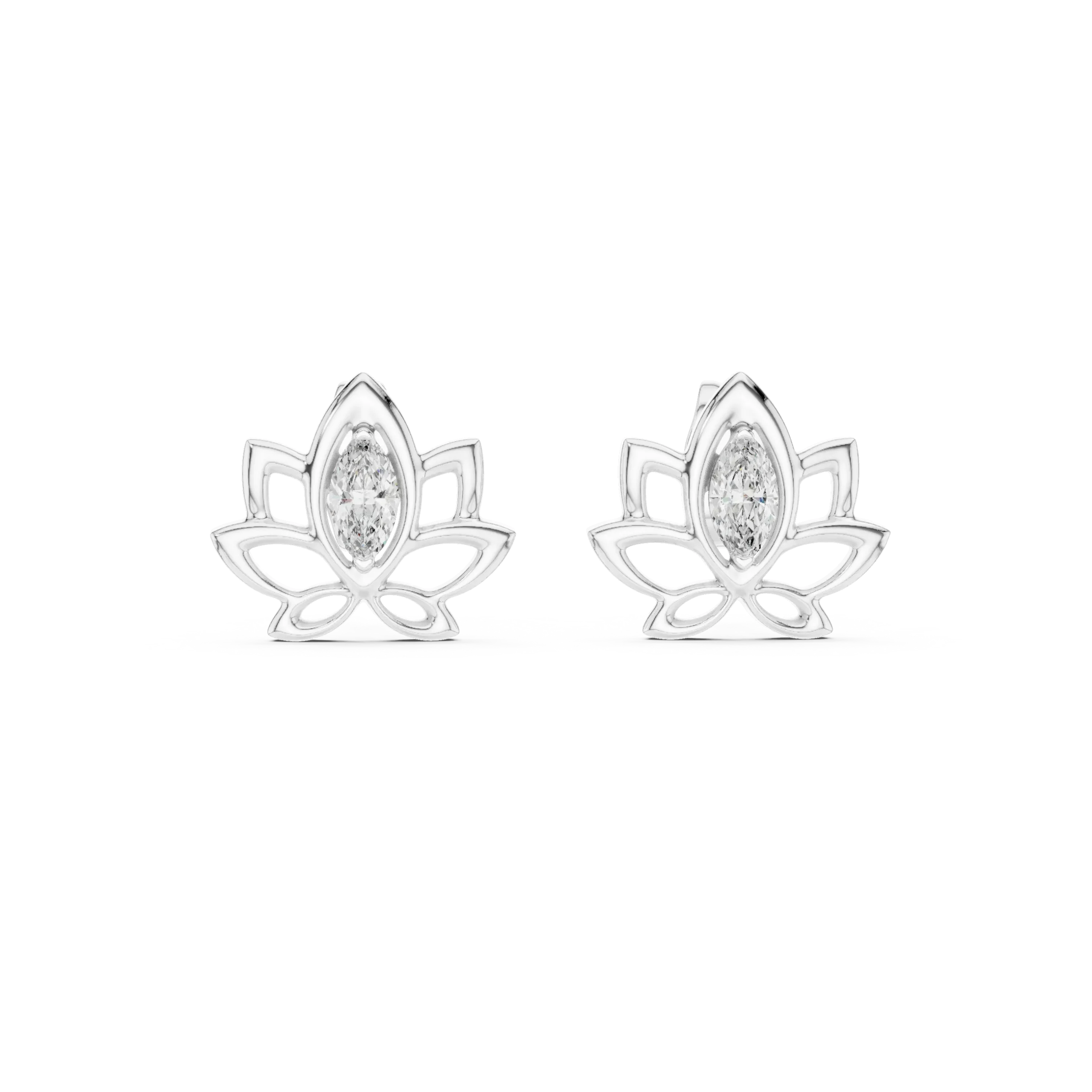 Mariselle Lotus Marquise Diamond Stud Earrings - Image 3