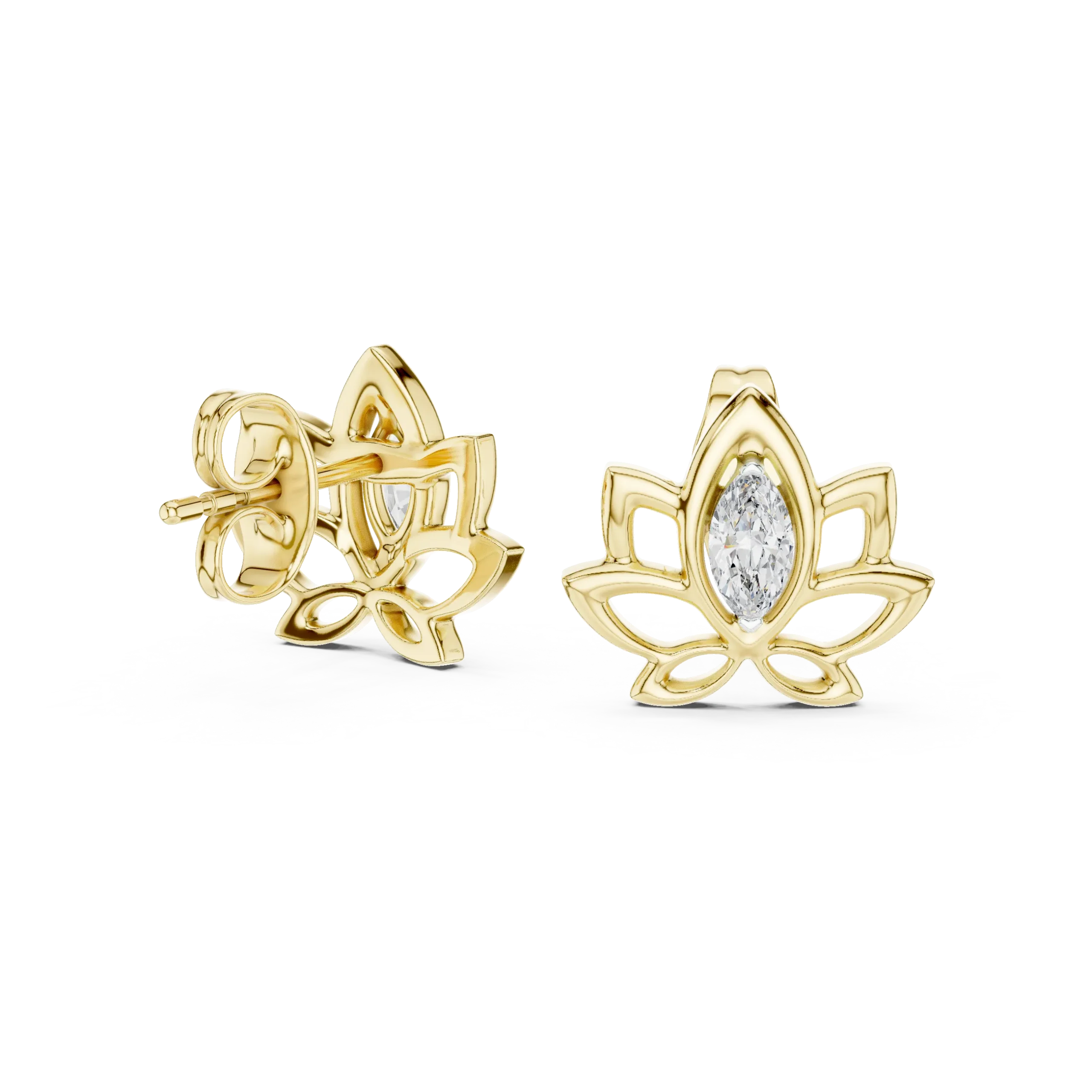Mariselle Lotus Marquise Diamond Stud Earrings - Image 4