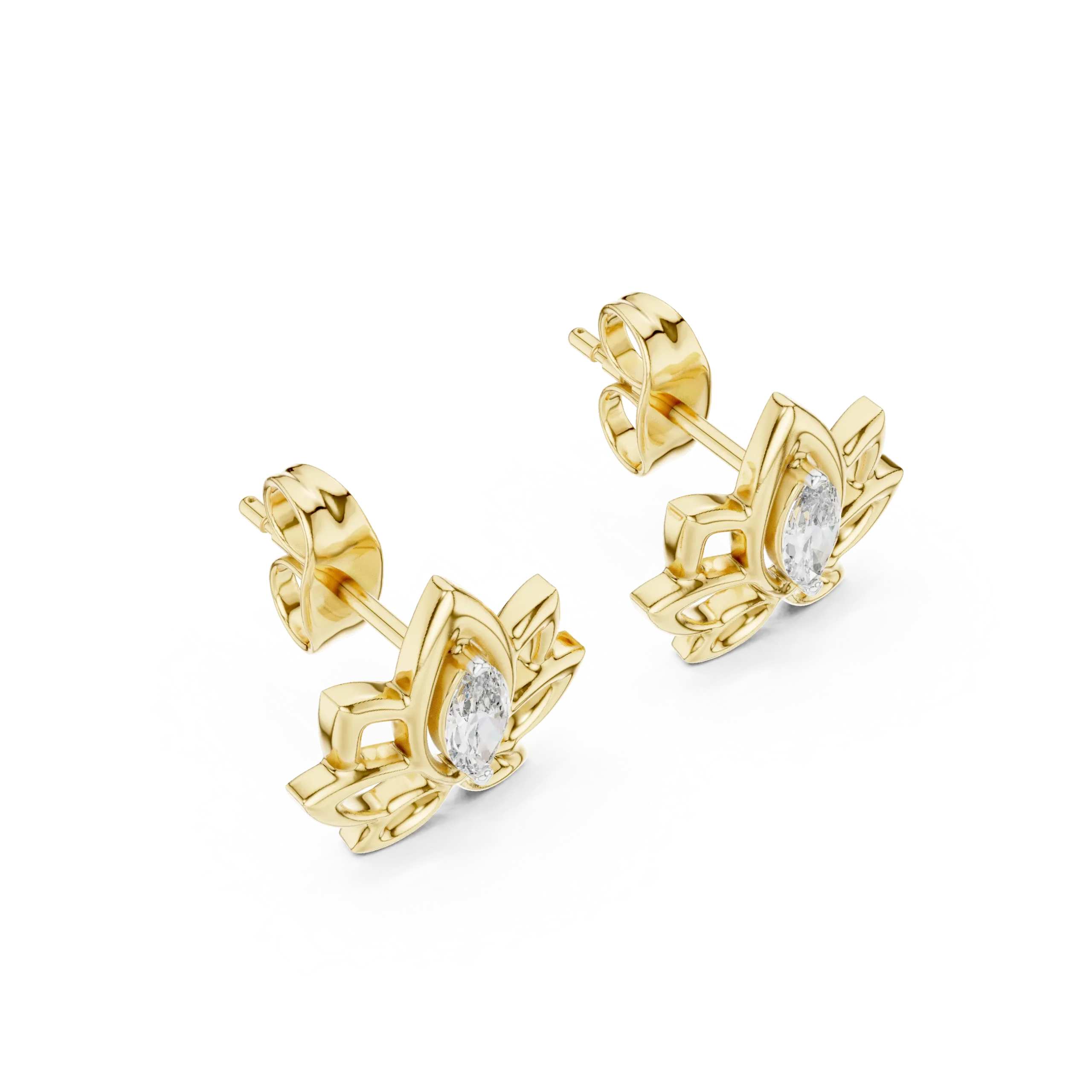 Mariselle Lotus Marquise Diamond Stud Earrings - Image 5
