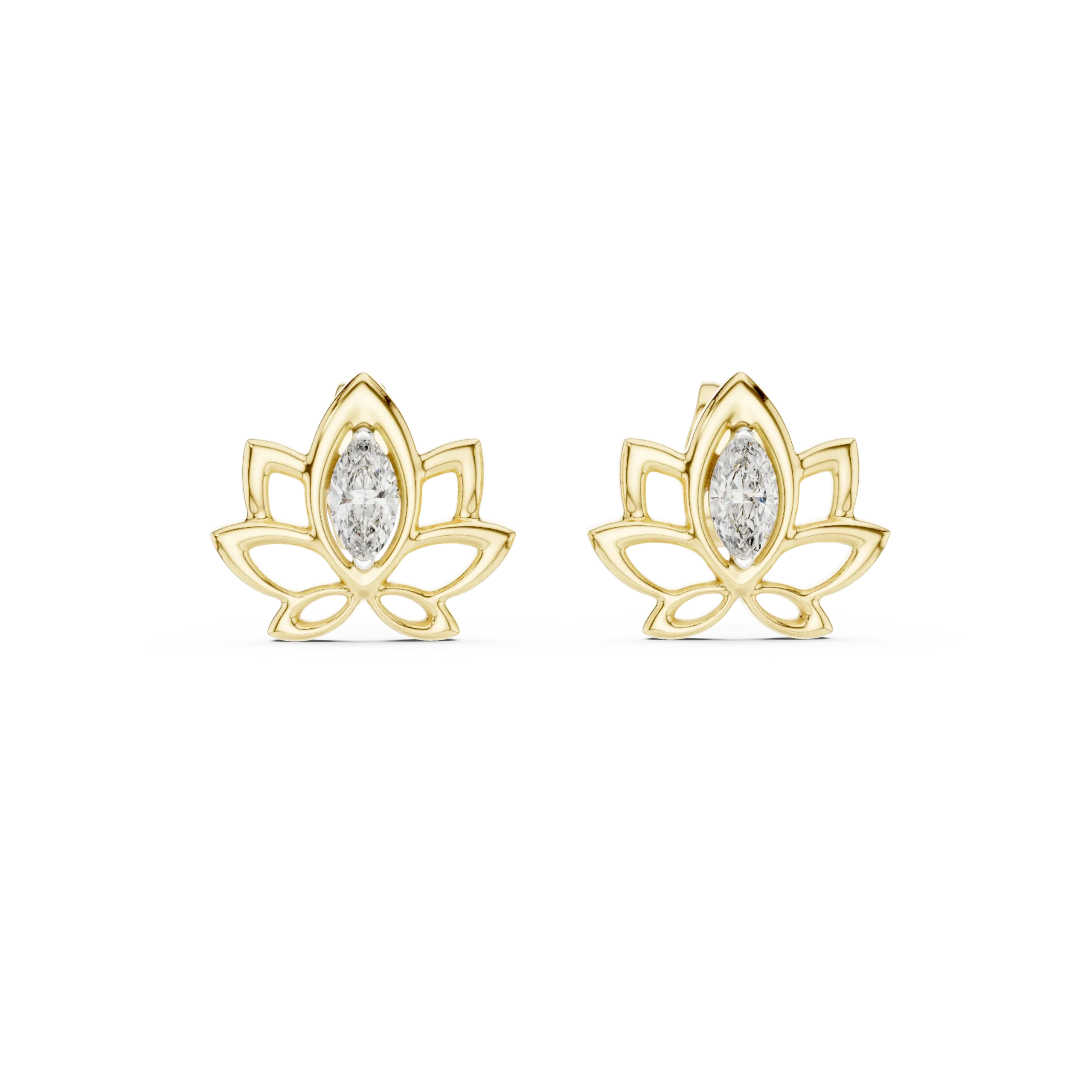 Mariselle Lotus Marquise Diamond Stud Earrings