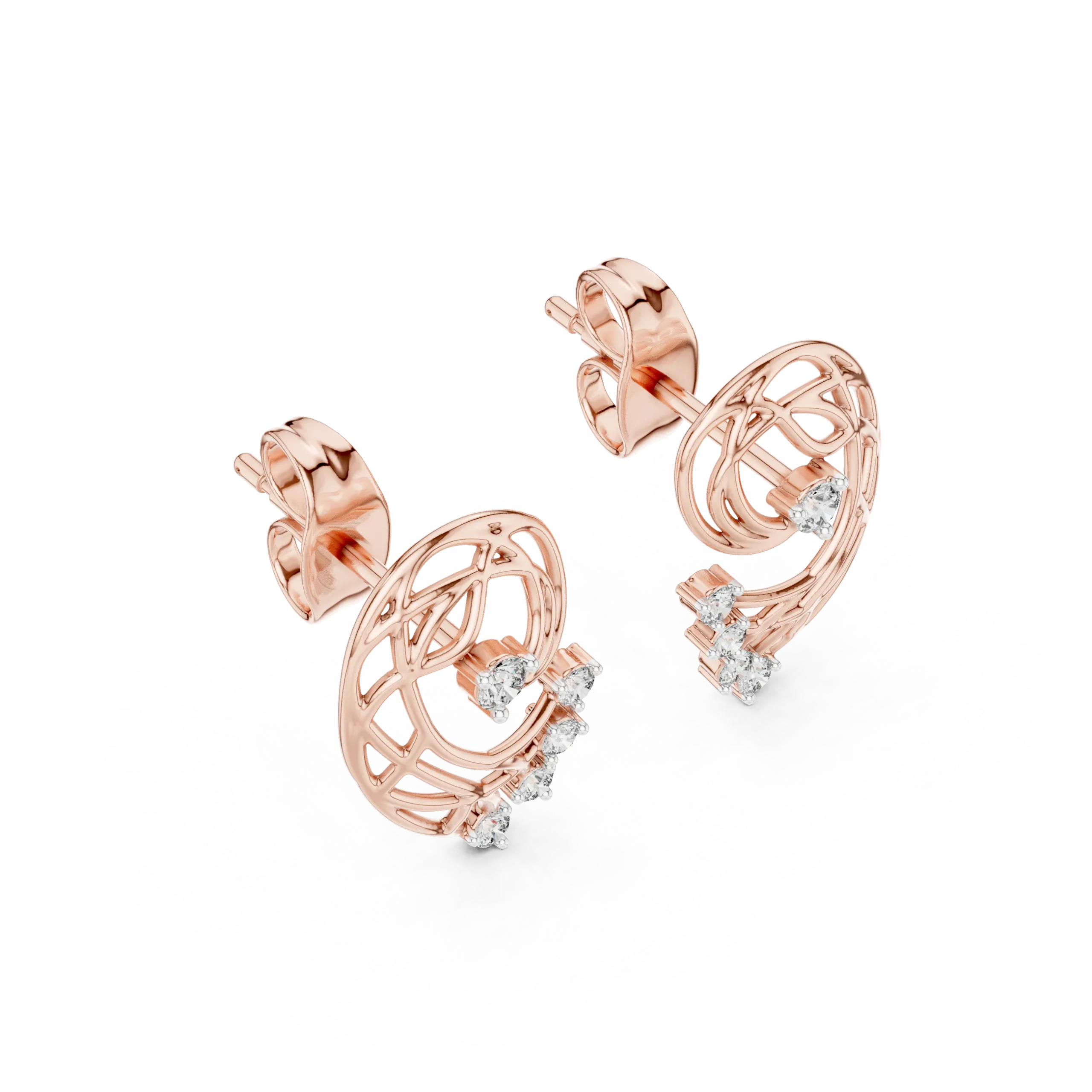 Fleuria Floral Diamond Stud Earrings