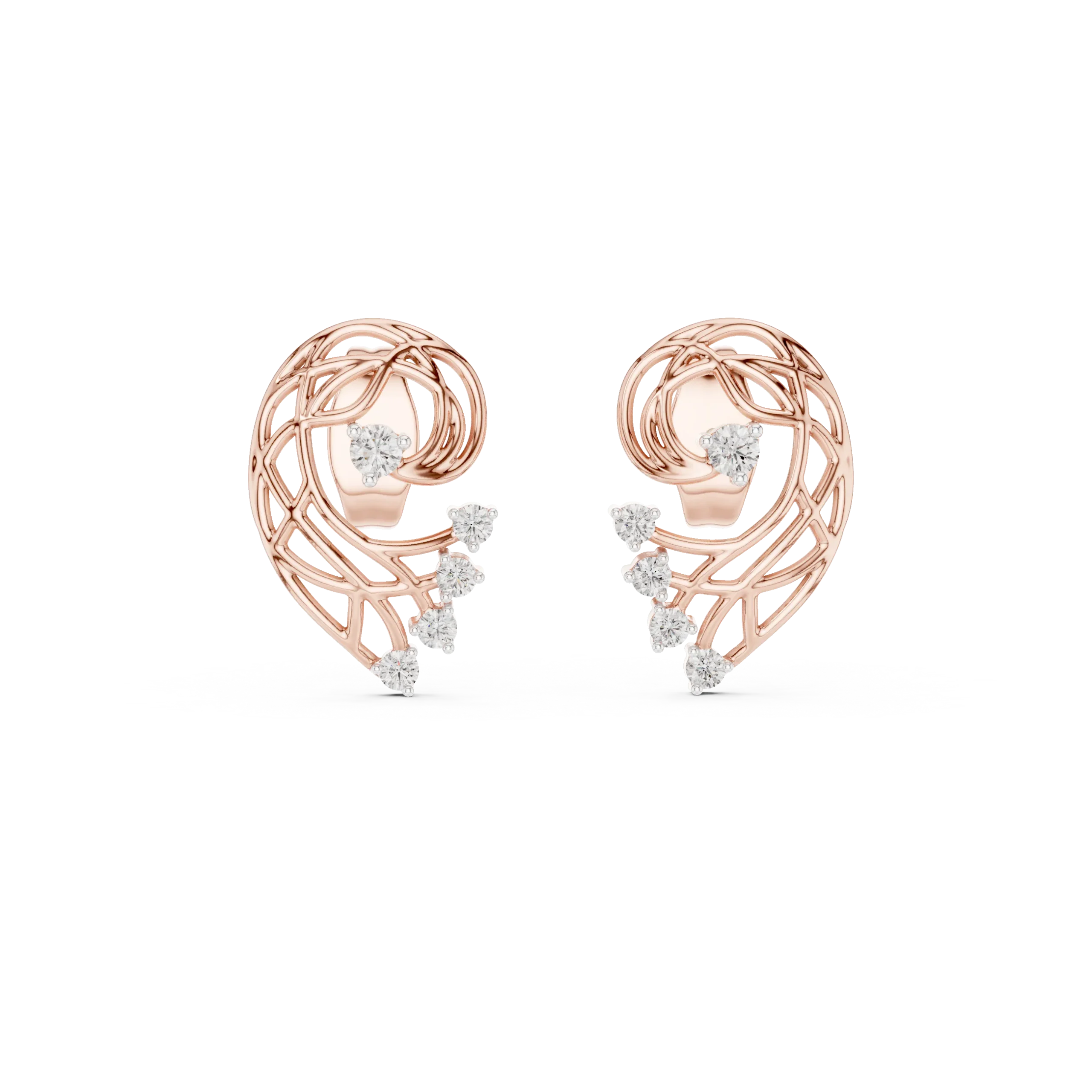 Fleuria Floral Diamond Stud Earrings - Image 3