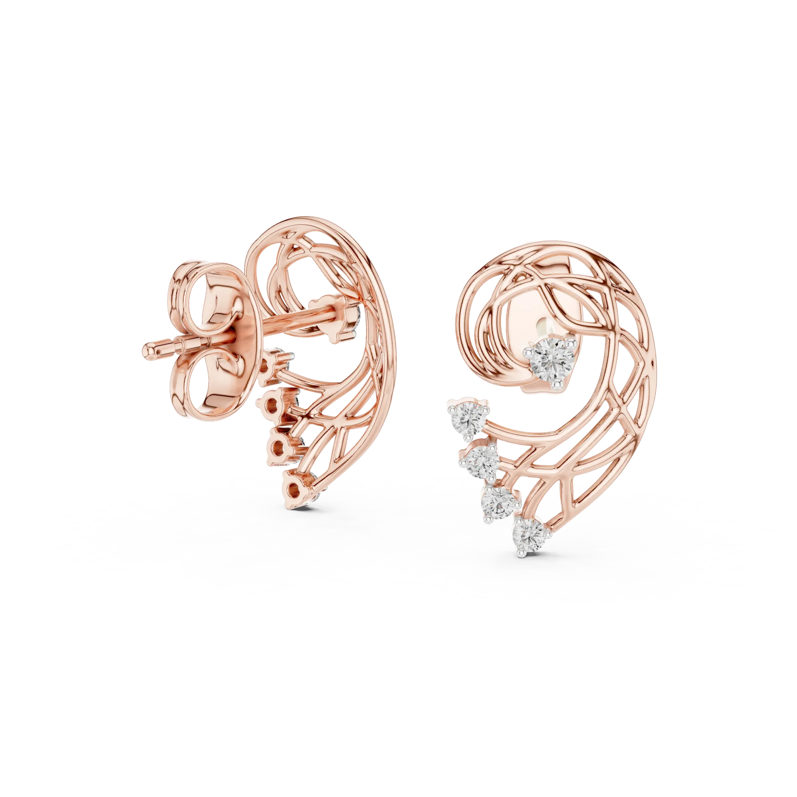Fleuria Floral Diamond Stud Earrings - Image 4