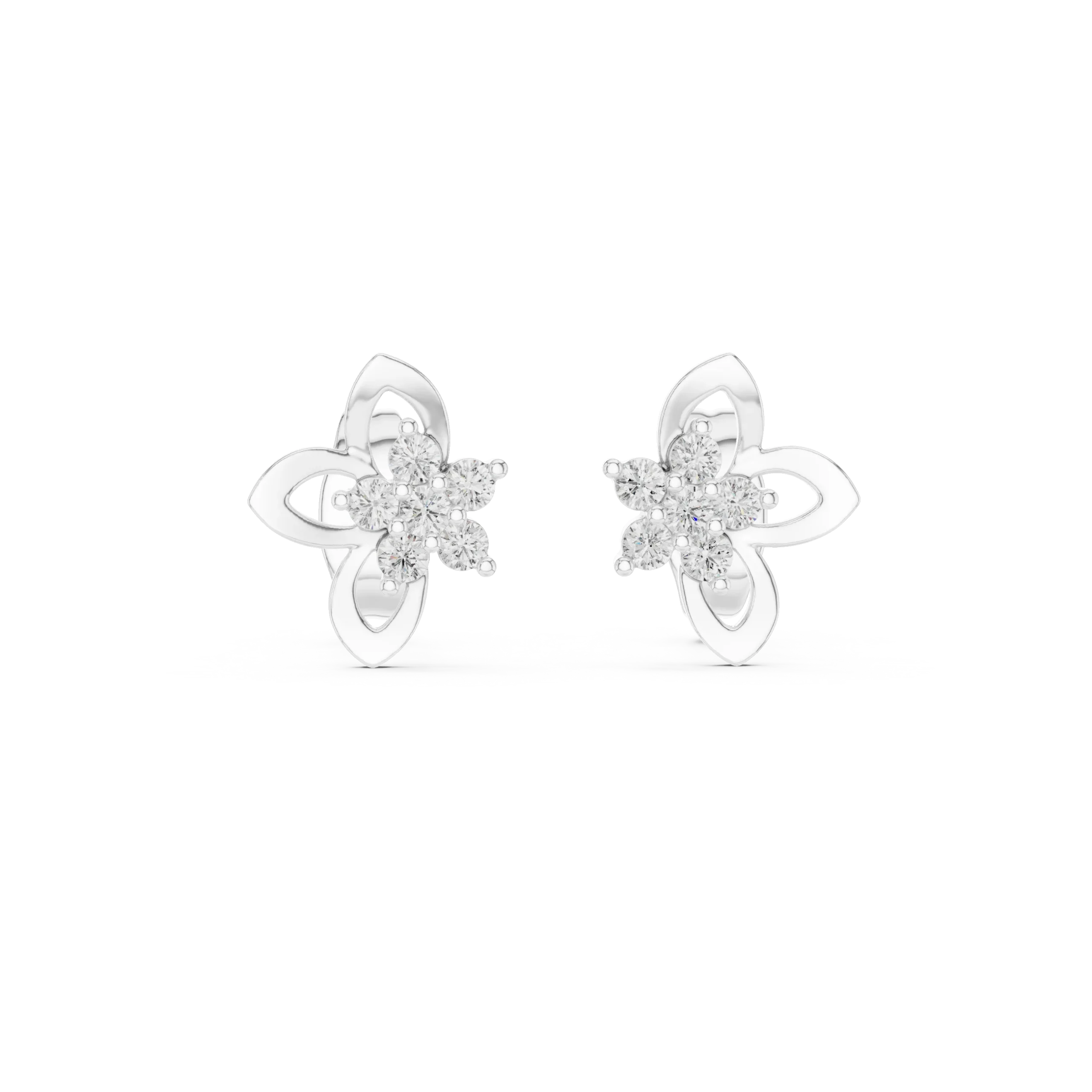 Fleurelle White Gold Diamond Earrings - Image 3