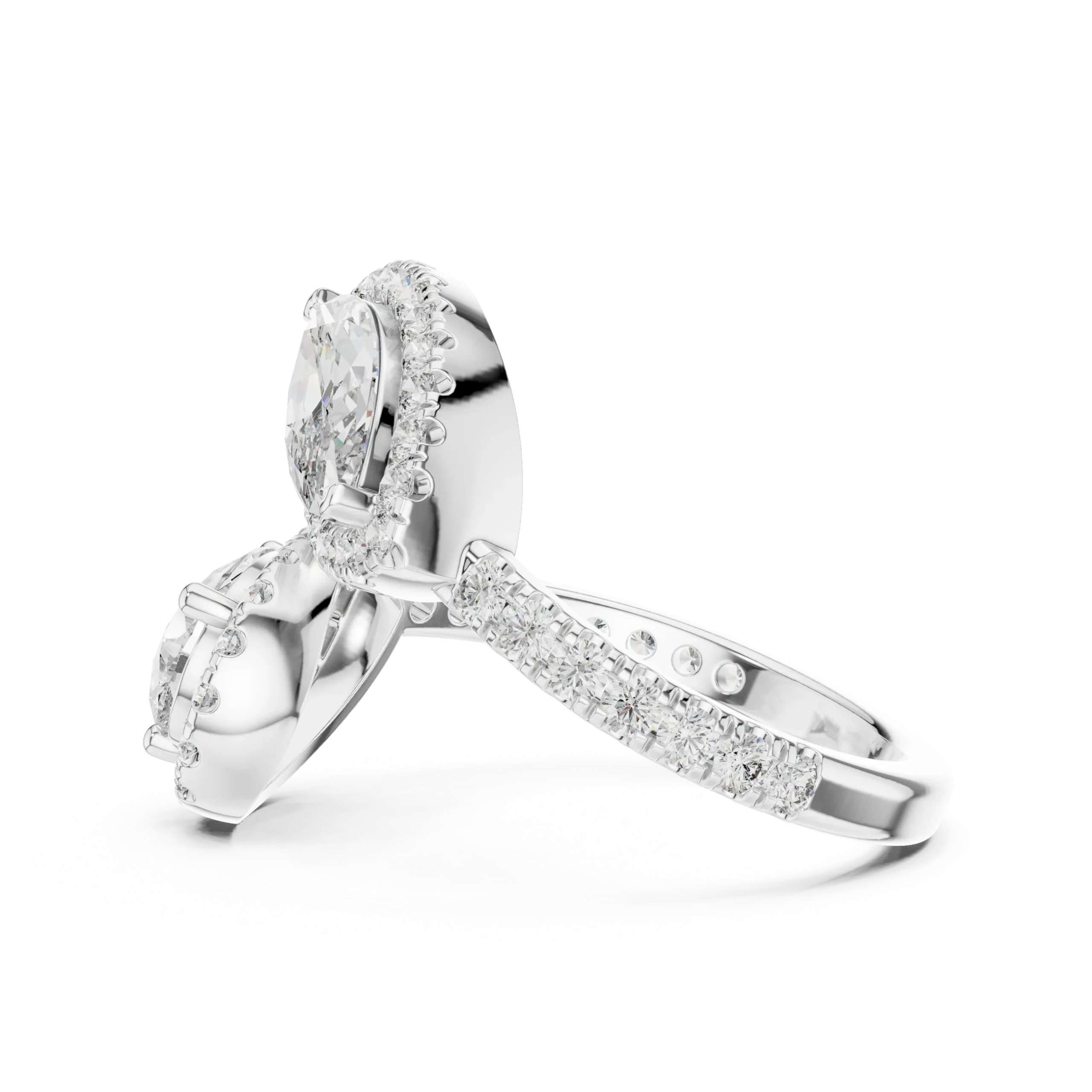 Pearielle Toi et Moi Halo Diamond Ring - Image 5