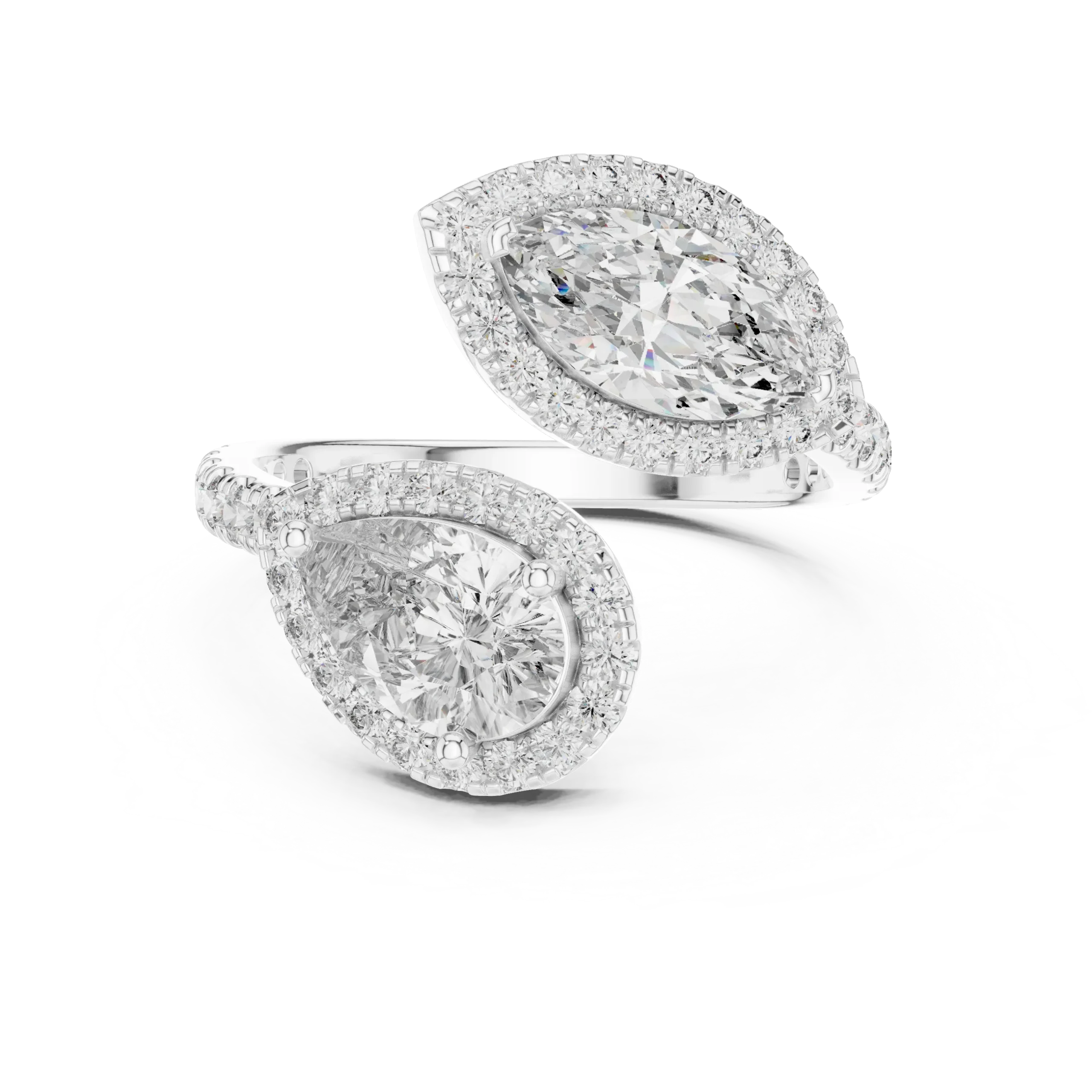Pearielle Toi et Moi Halo Diamond Ring - Image 6