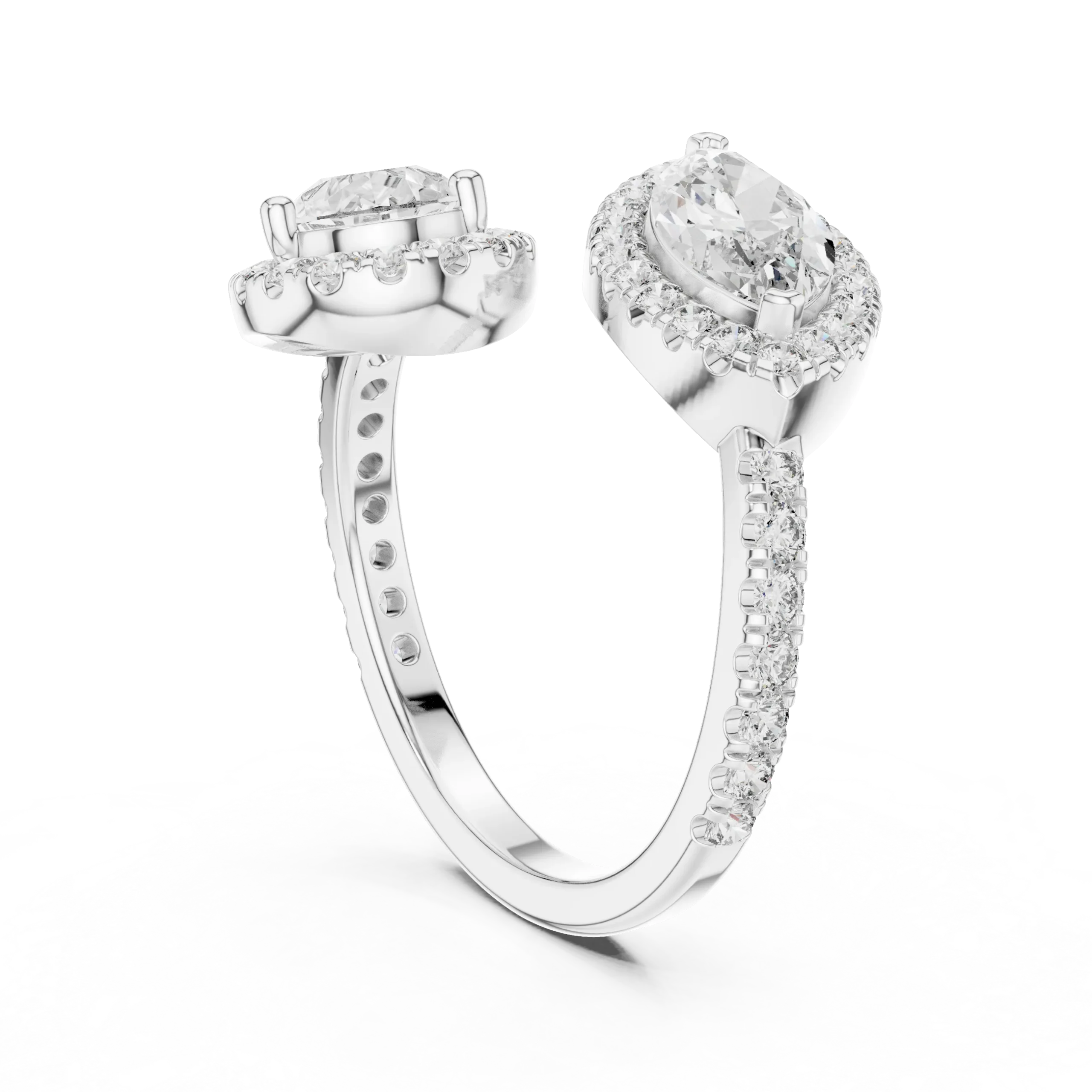 Pearielle Toi et Moi Halo Diamond Ring - Image 4