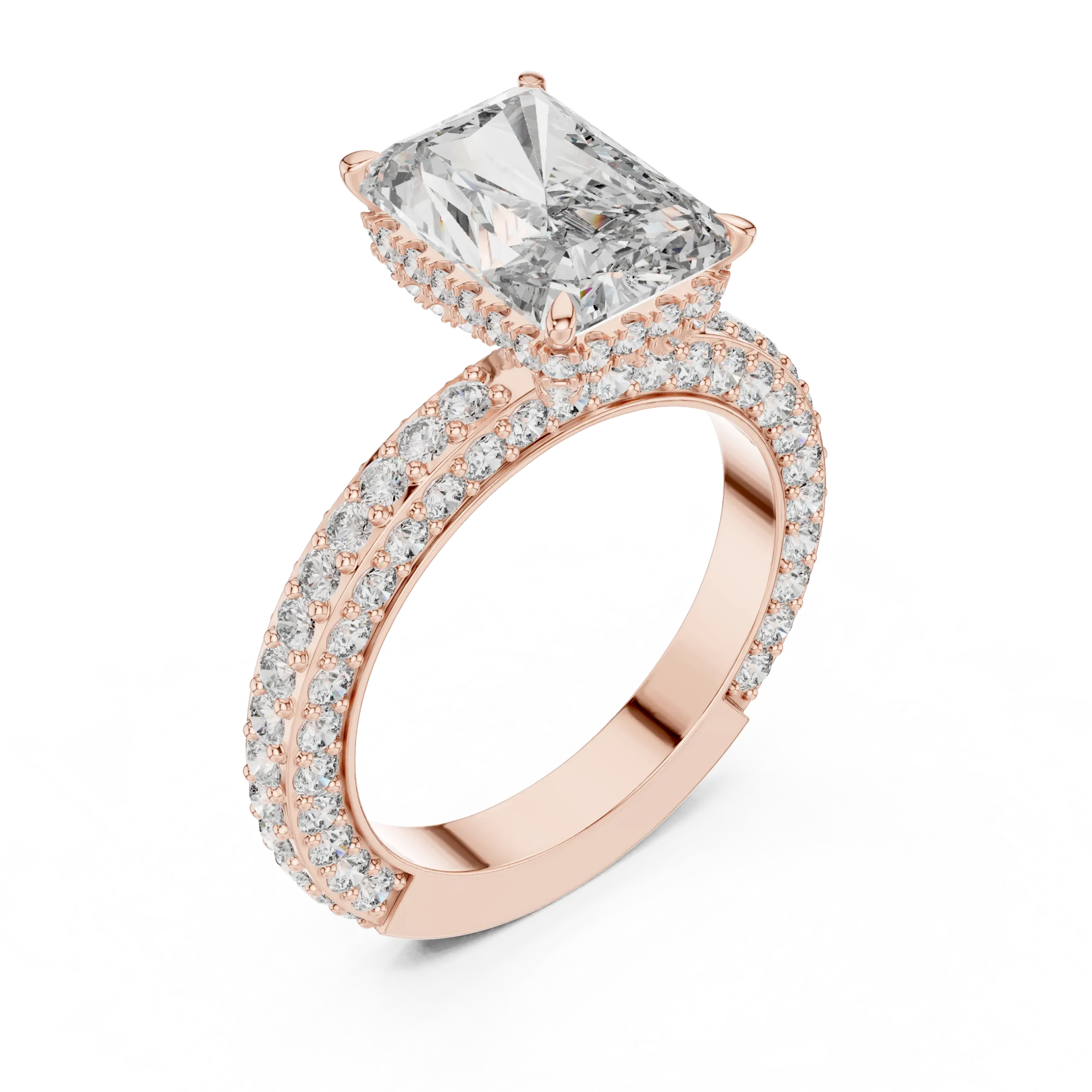 Arielle Dome Halo Diamond Engagement Ring - Image 2