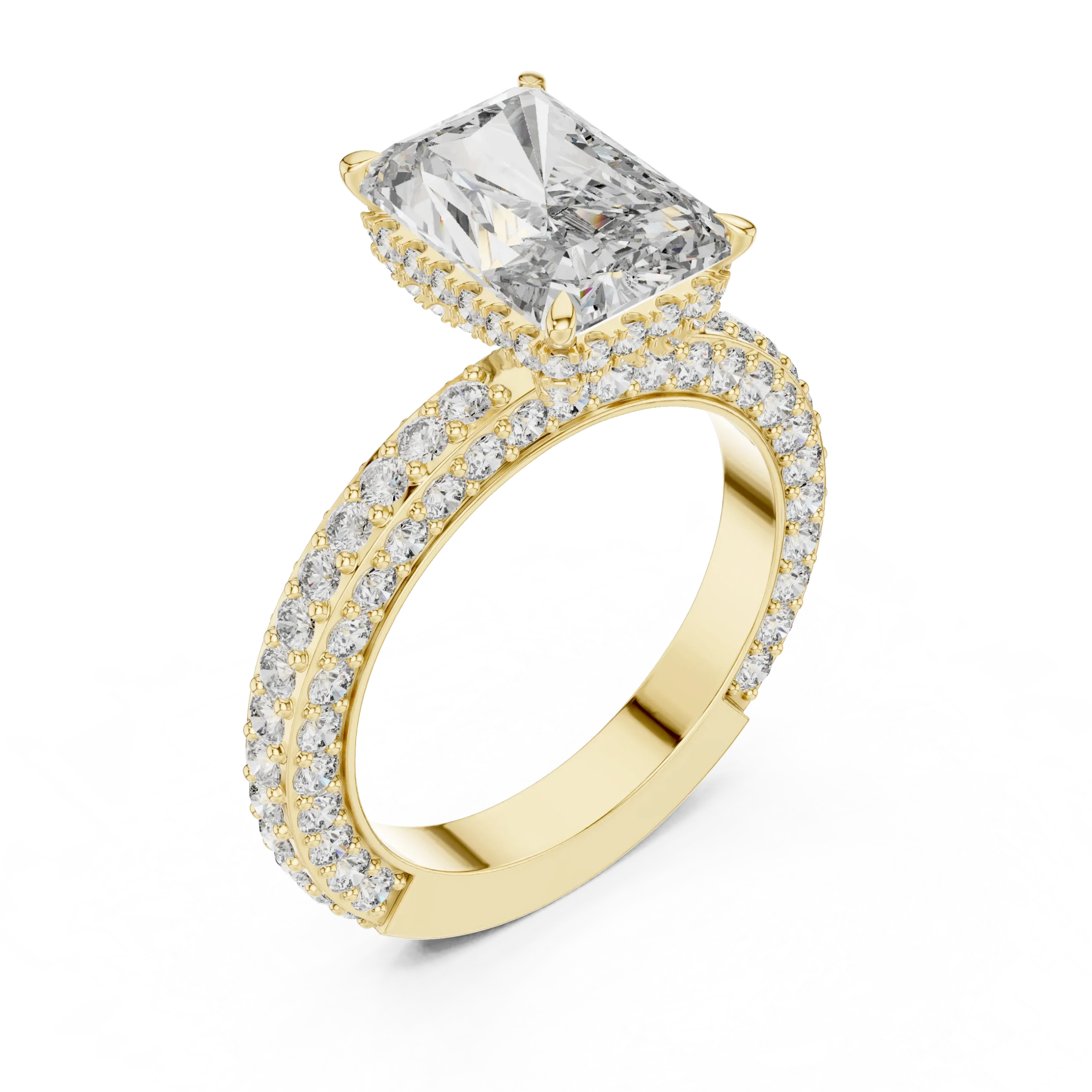 Arielle Dome Halo Diamond Engagement Ring