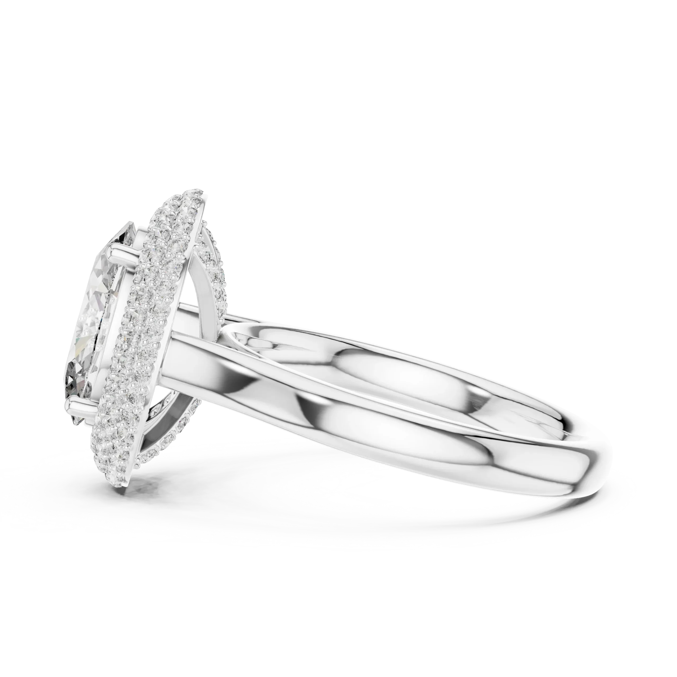 Empressa Oval Double Halo Split Shank Ring - Image 5