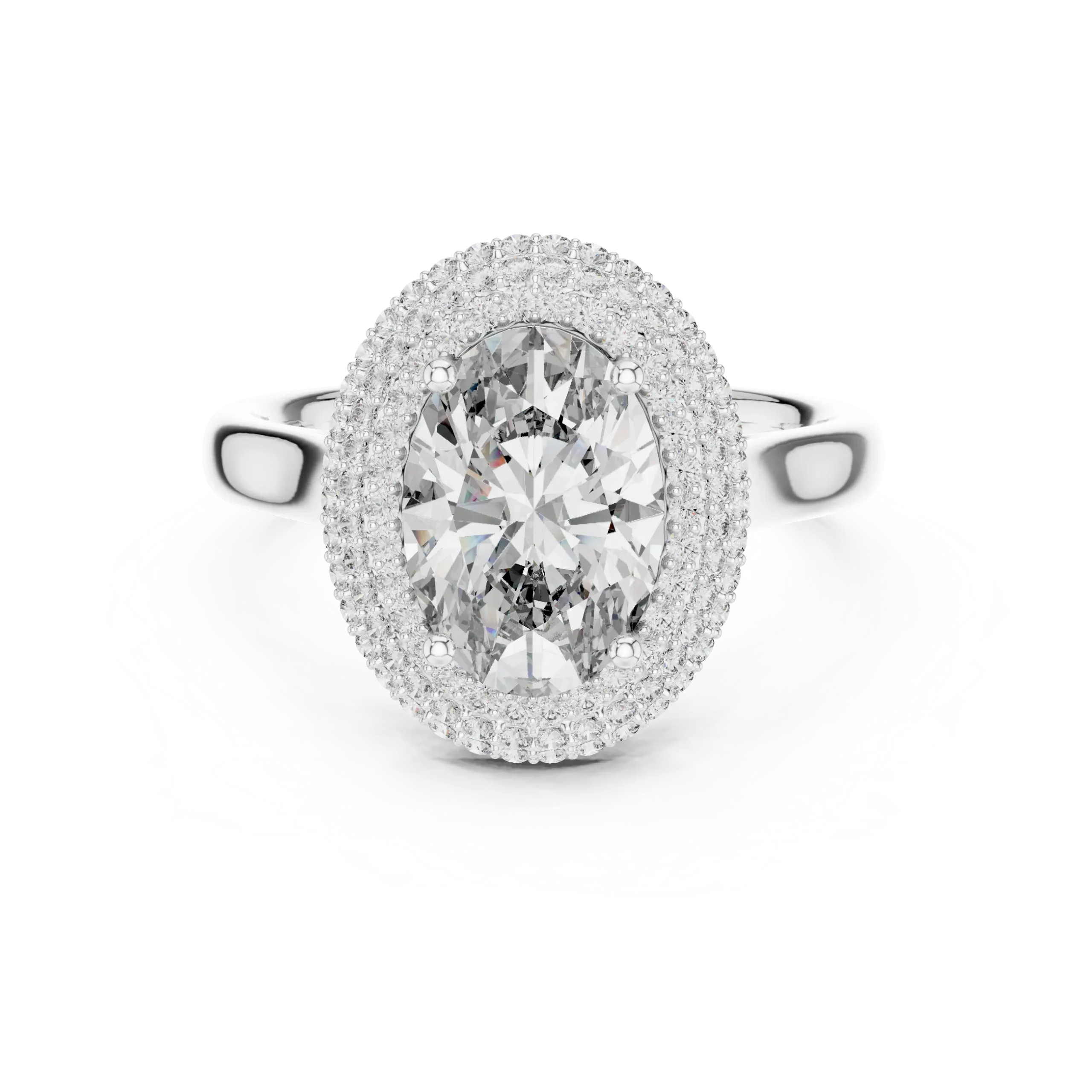 Empressa Oval Double Halo Split Shank Ring - Image 6