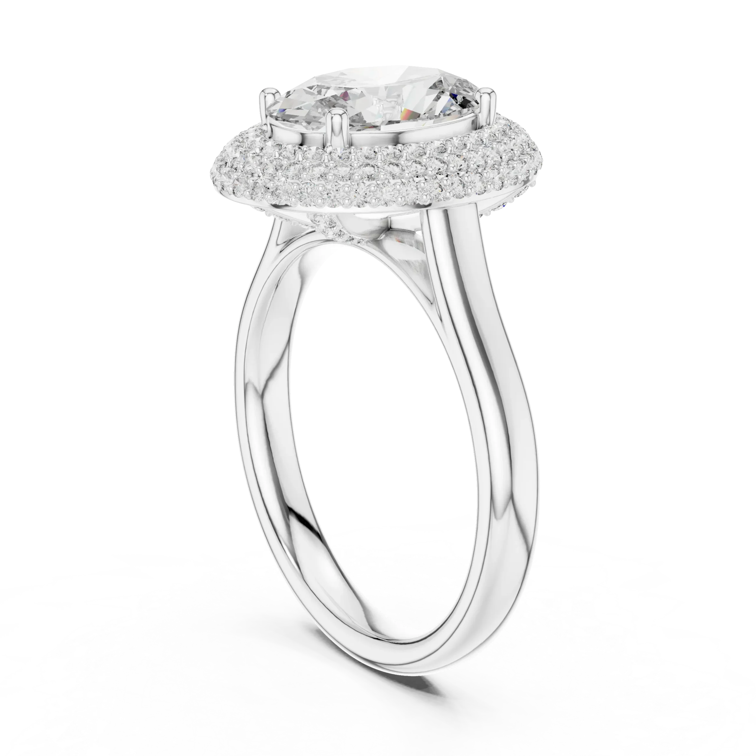 Empressa Oval Double Halo Split Shank Ring - Image 4