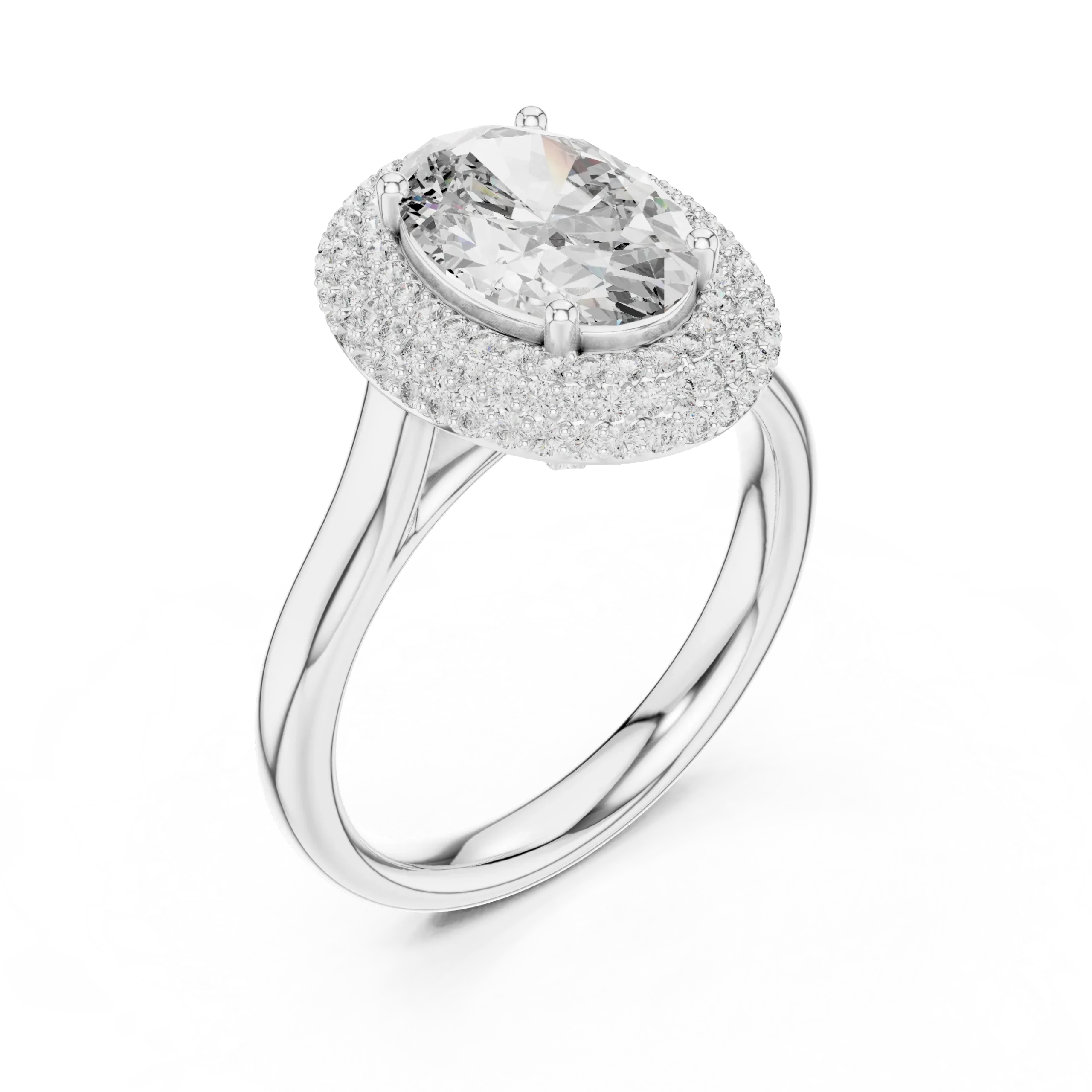 Empressa Oval Double Halo Split Shank Ring