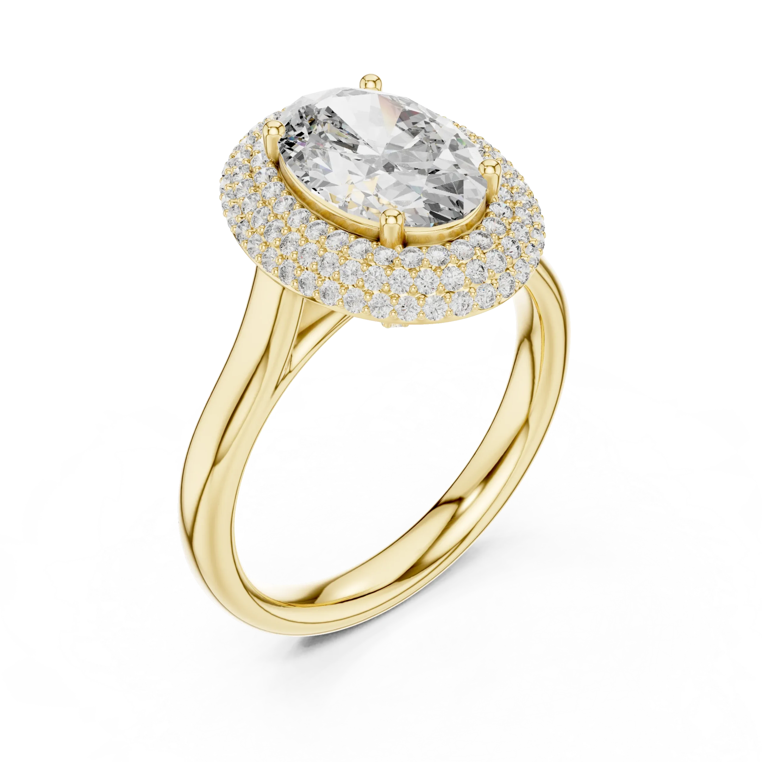Empressa Oval Double Halo Split Shank Ring - Image 3