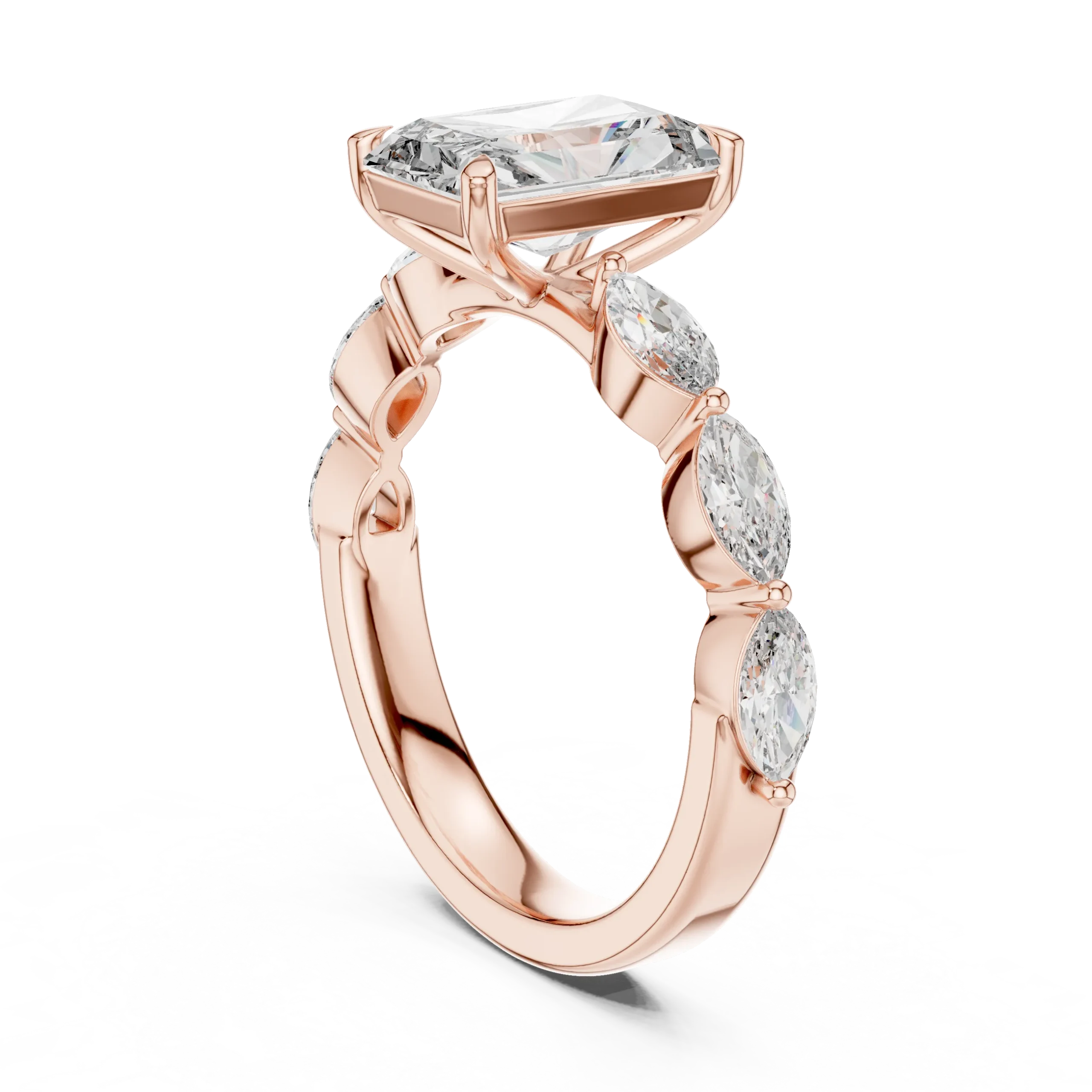 Kitaria Marquise Side Stone Engagement Ring - Image 4