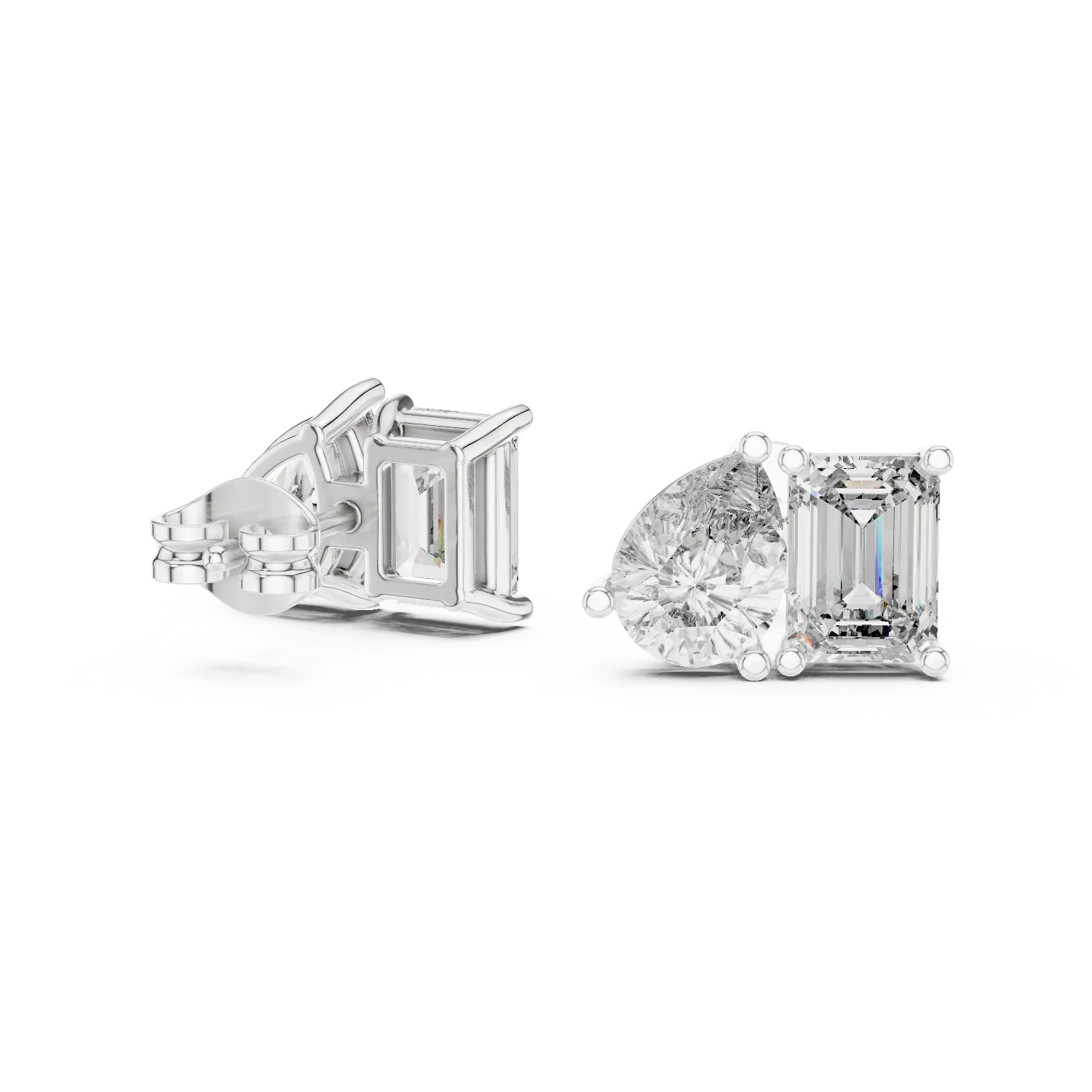 Emerelle Emerald & Pear Diamond Earrings - Image 4