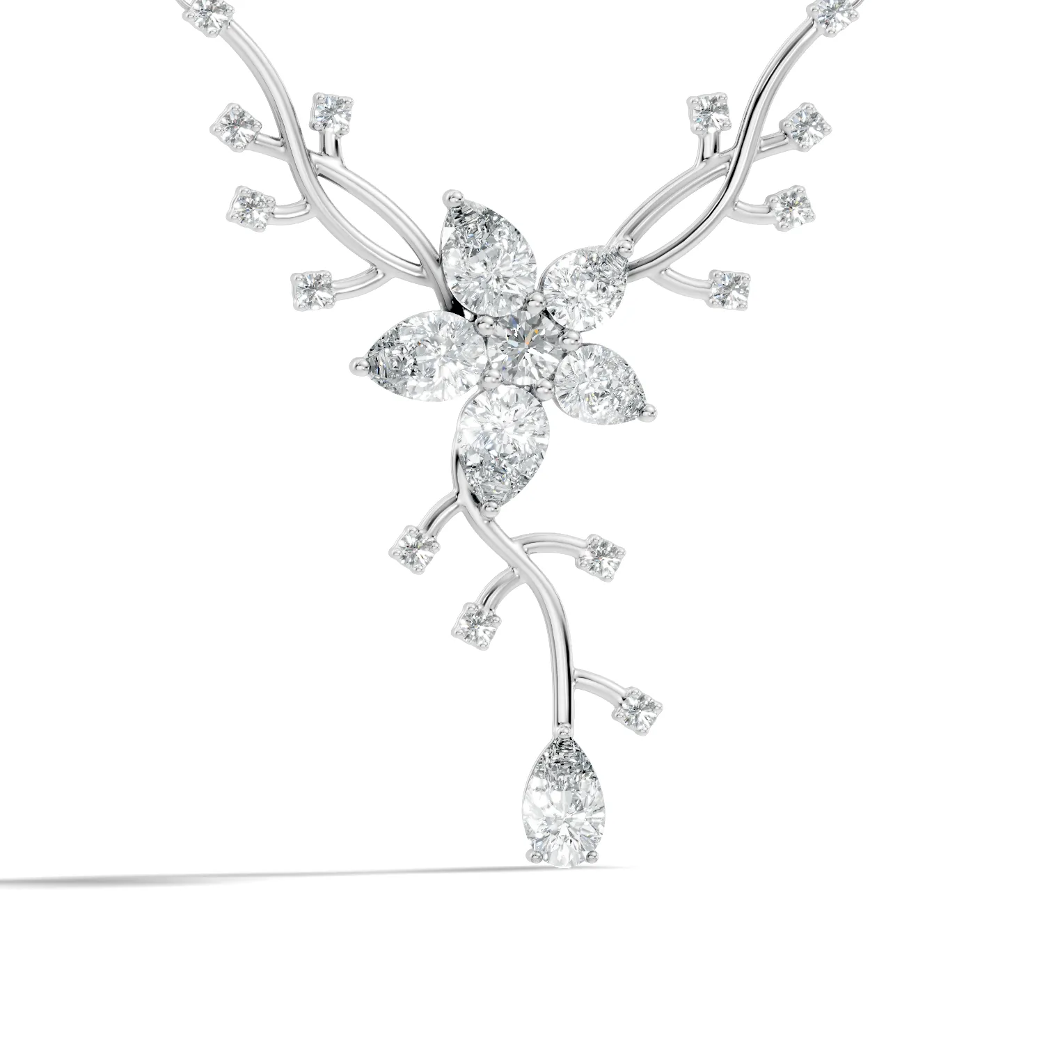 Florenza Floral Cascade Diamond Necklace - Image 6