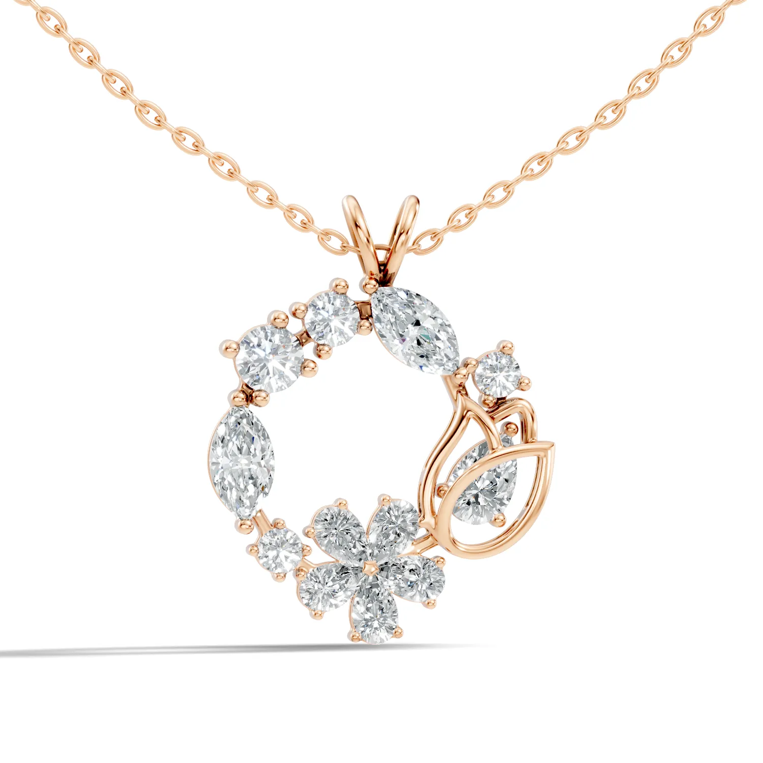 Leafora Floral Wreath Diamond Pendant - Image 3