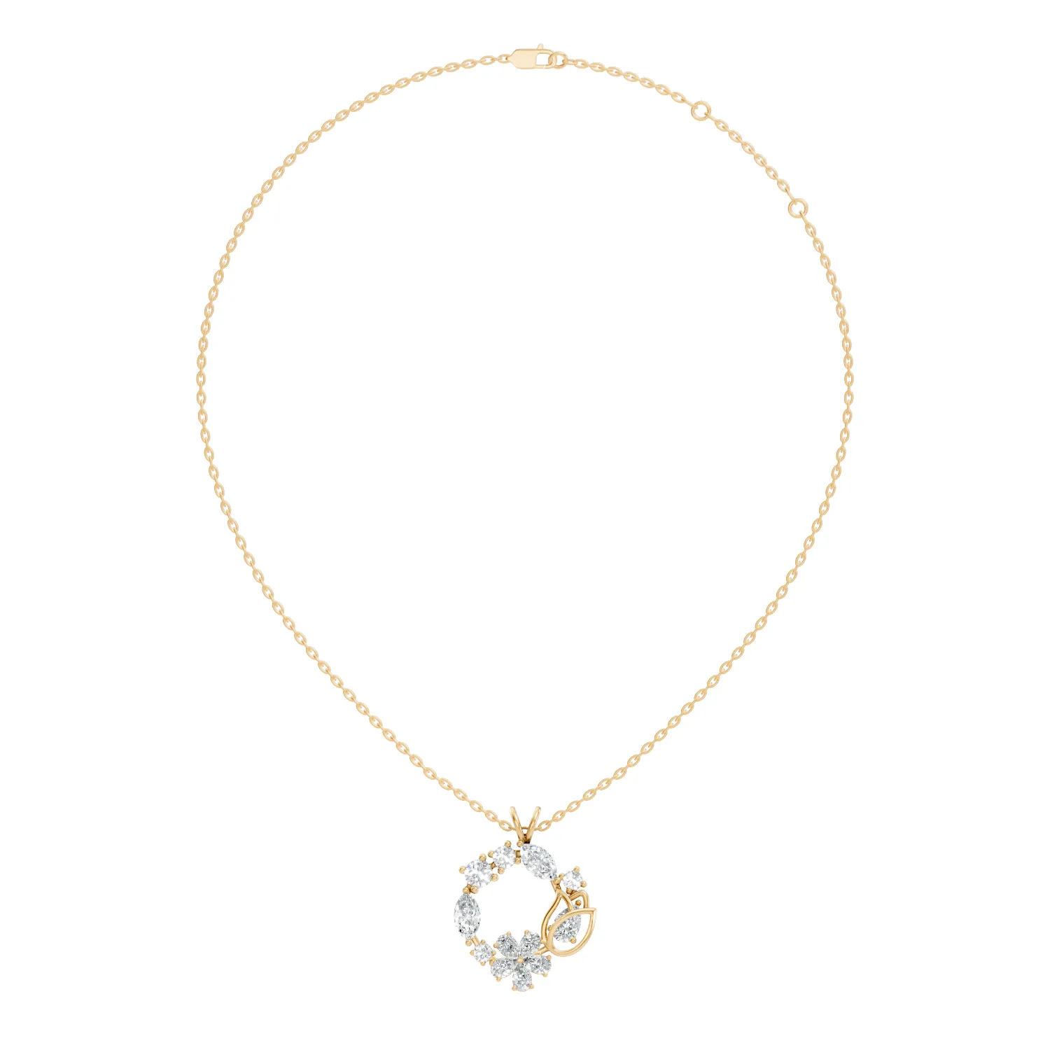 Leafora Floral Wreath Diamond Pendant - Image 5