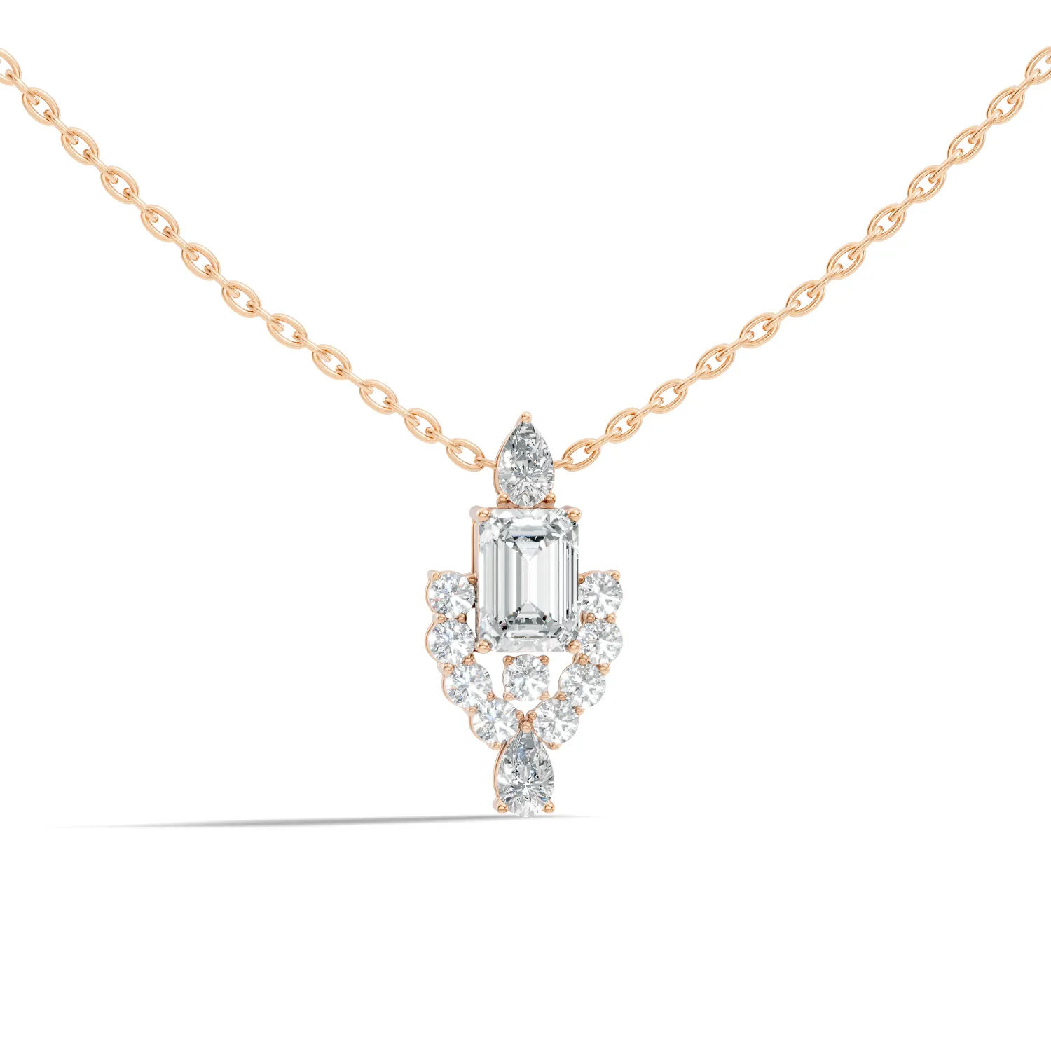 Delphira Emerald-Cut Sunburst Diamond Pendant - Image 2