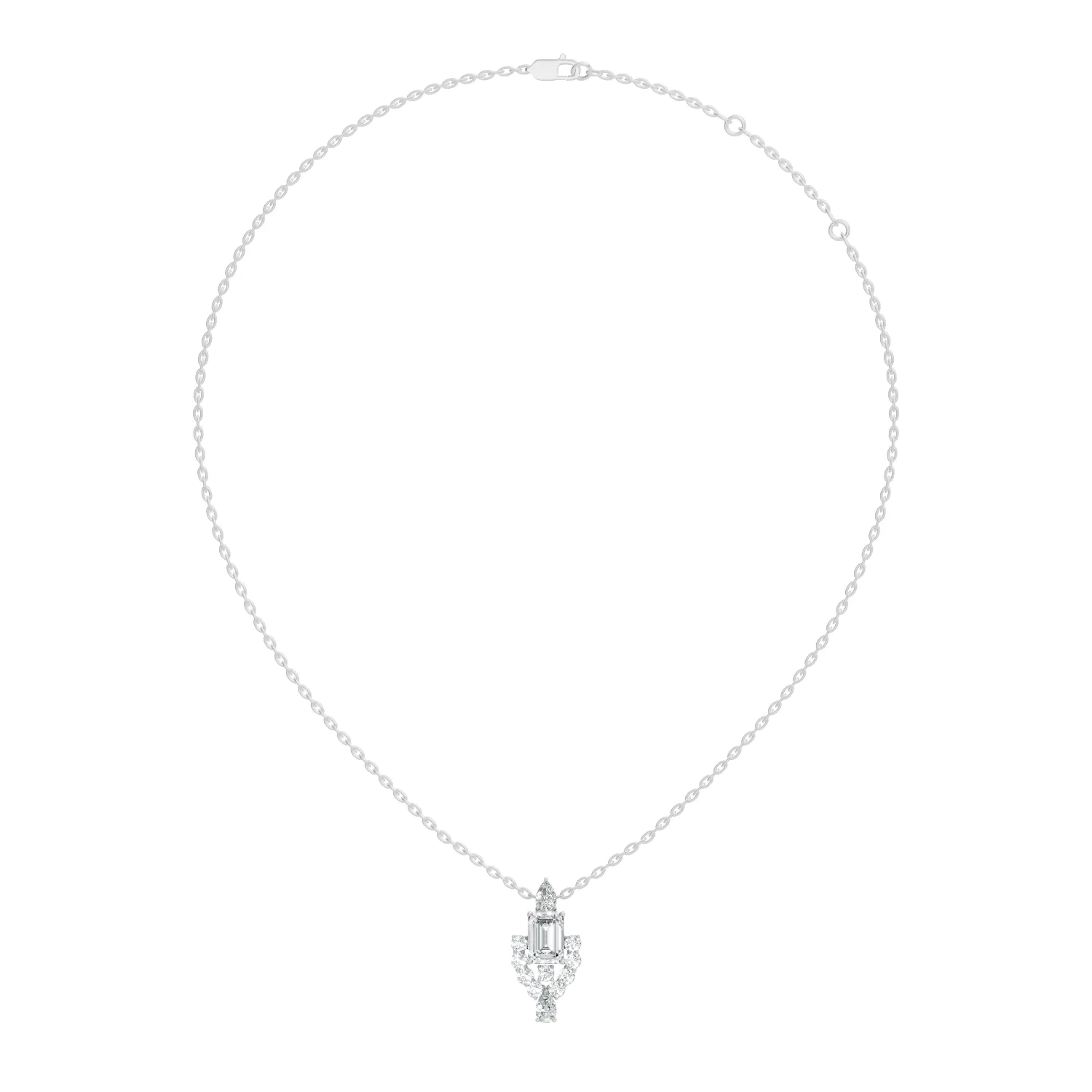 Delphira Emerald-Cut Sunburst Diamond Pendant - Image 5