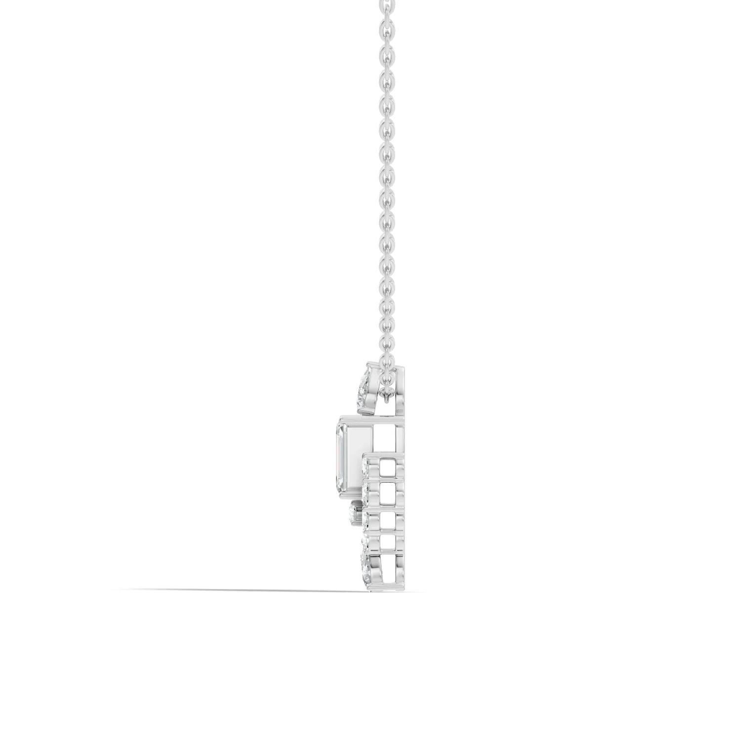 Delphira Emerald-Cut Sunburst Diamond Pendant - Image 6