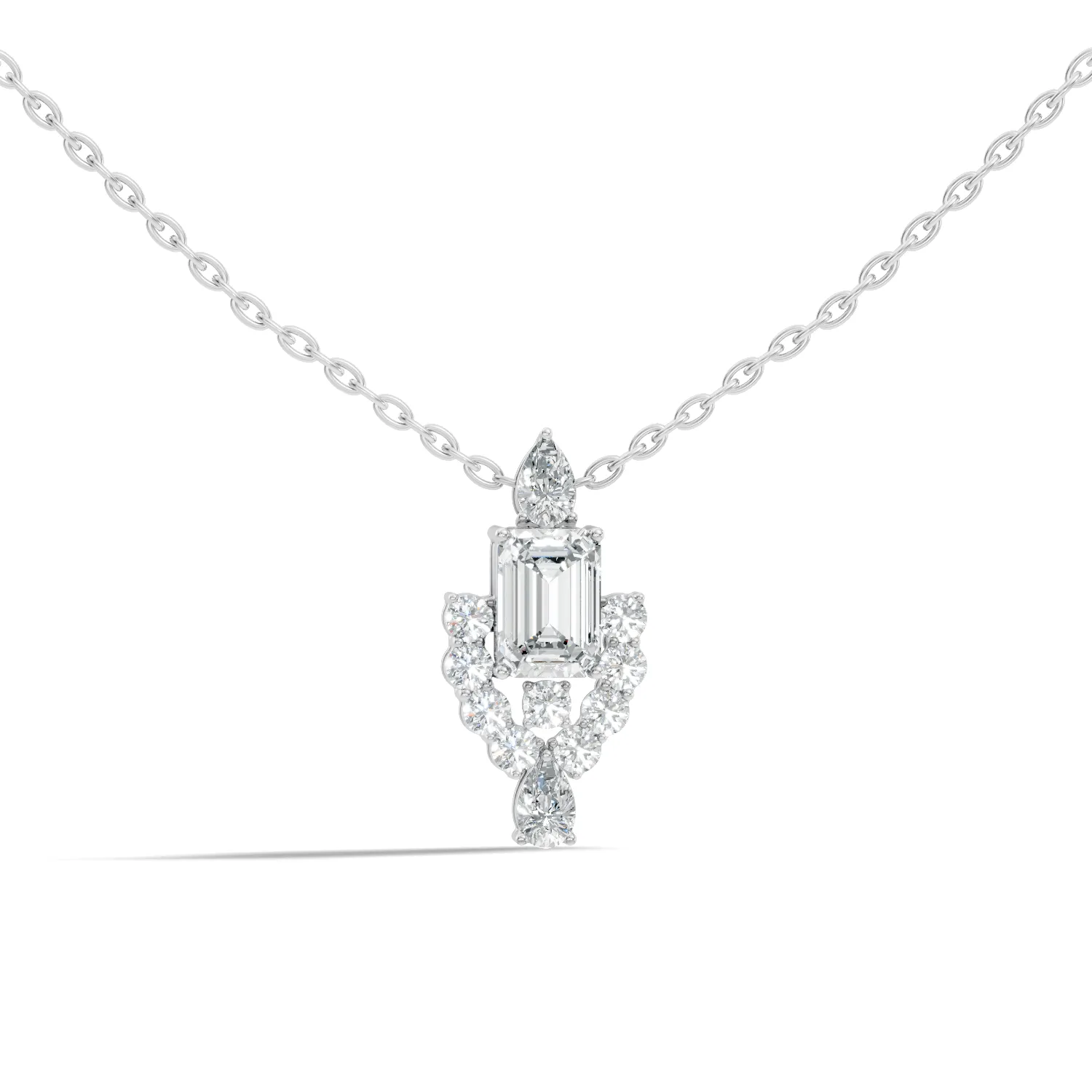 Delphira Emerald-Cut Sunburst Diamond Pendant - Image 4