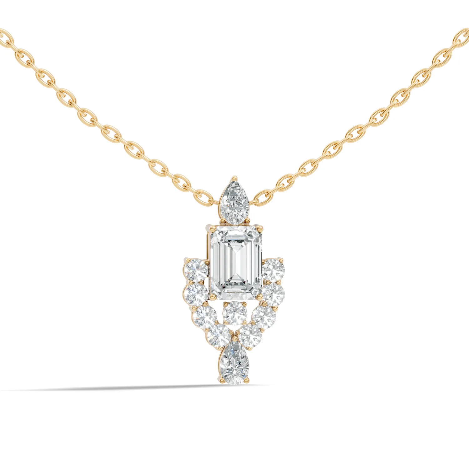 Delphira Emerald-Cut Sunburst Diamond Pendant - Image 3