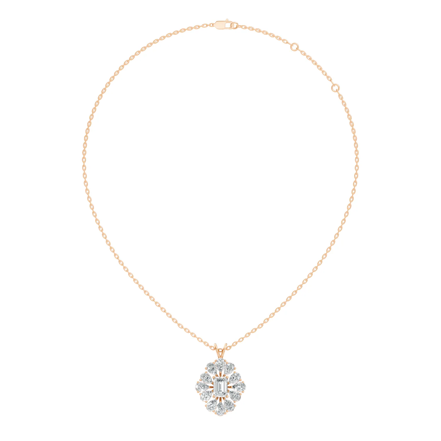 Florique Baguette Flower Diamond Pendant - Image 5