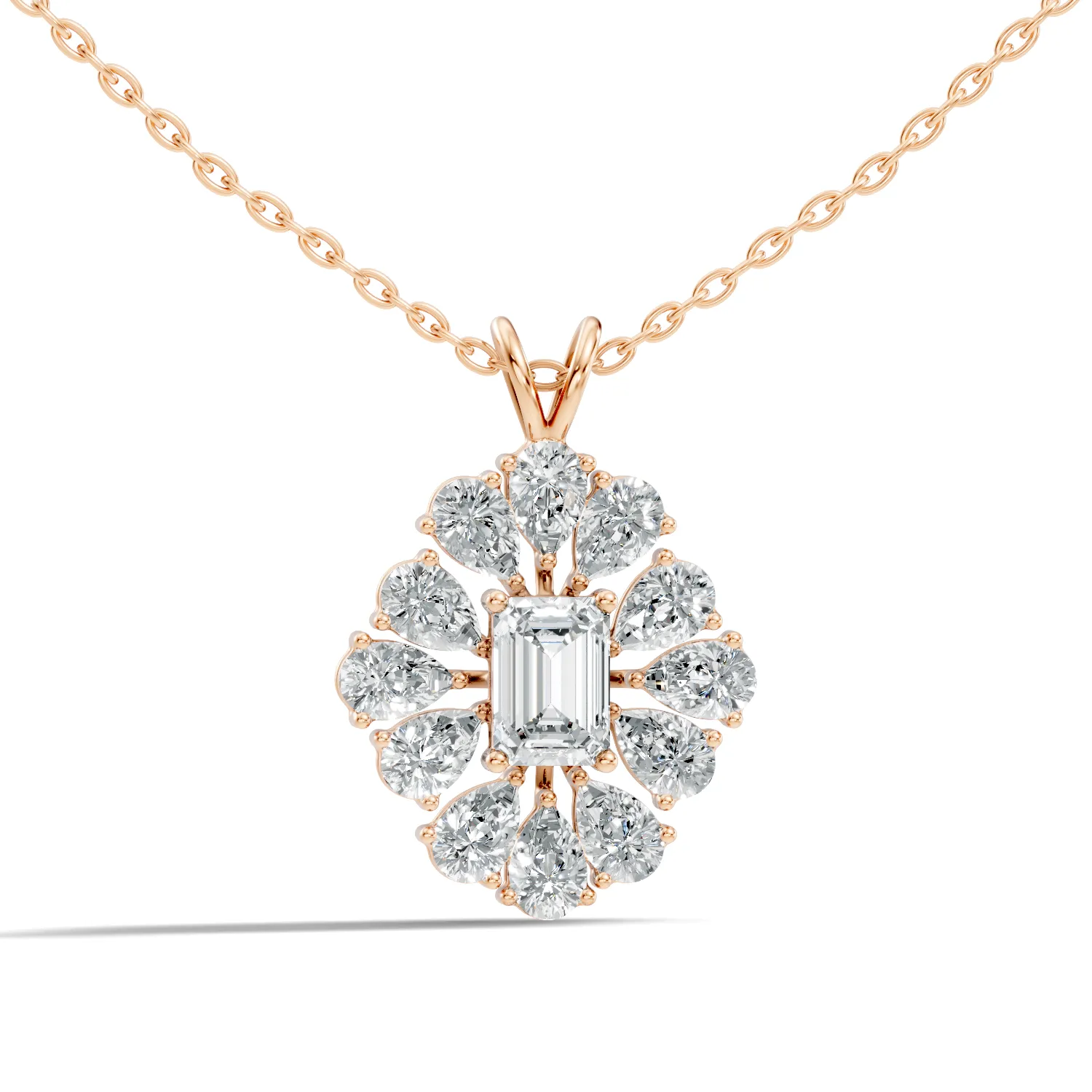 Florique Baguette Flower Diamond Pendant - Image 4