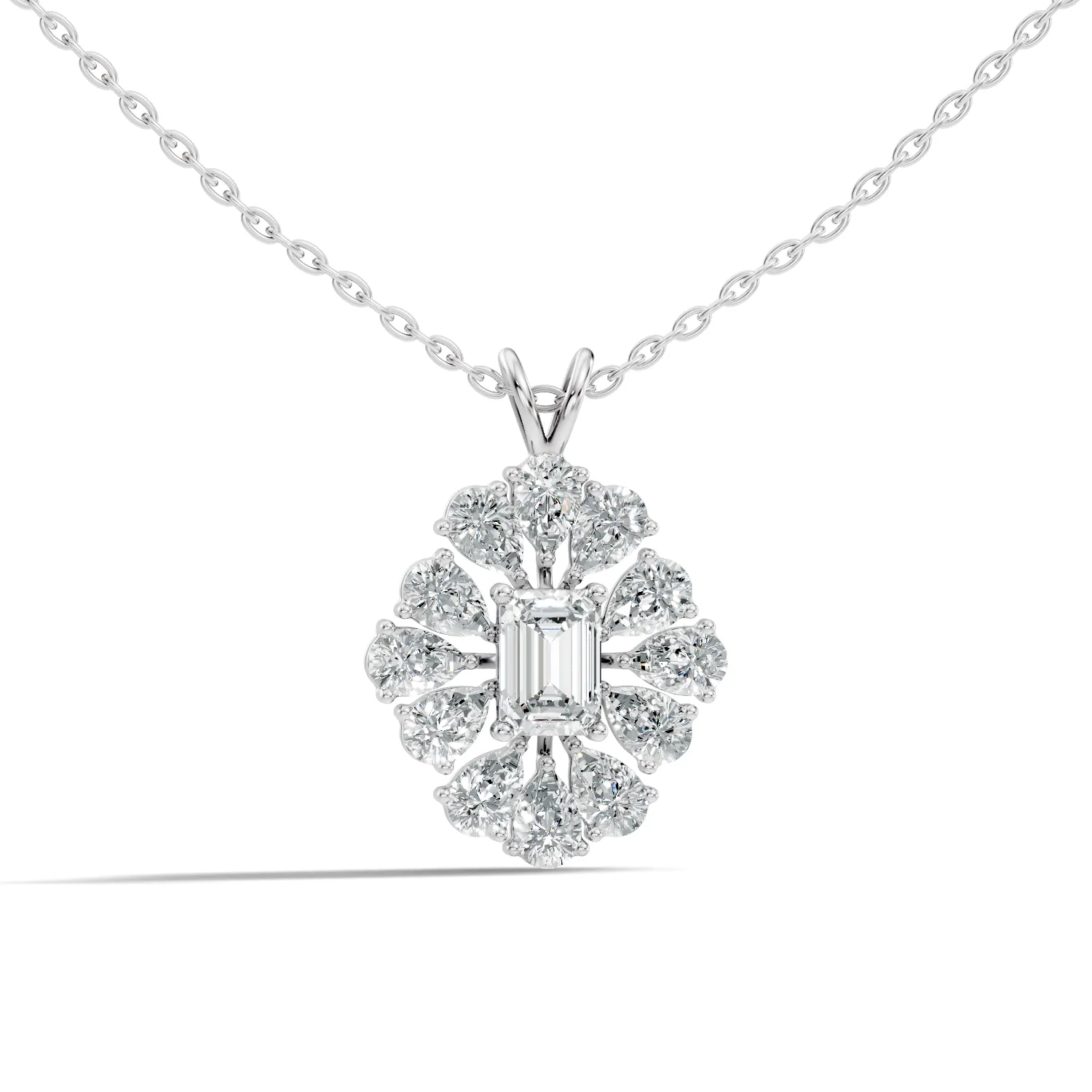 Florique Baguette Flower Diamond Pendant - Image 2
