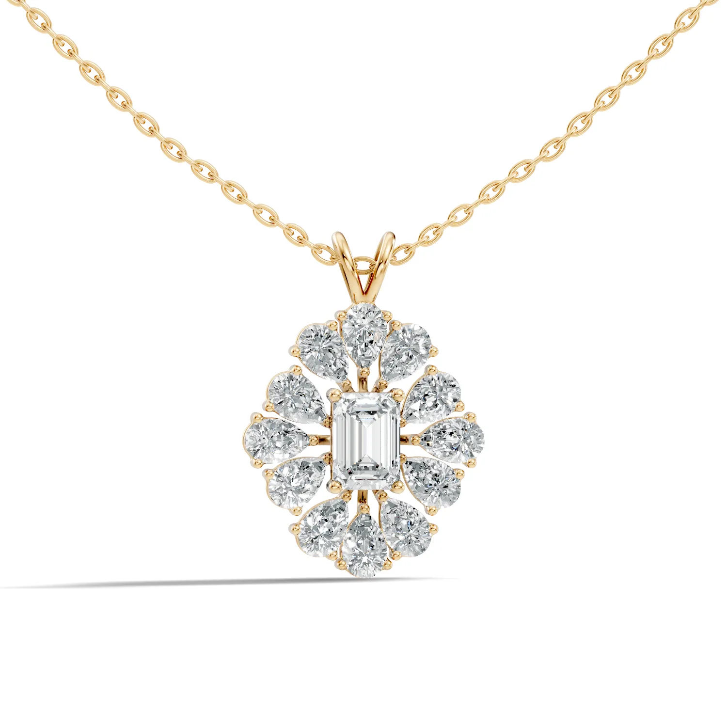 Florique Baguette Flower Diamond Pendant - Image 3